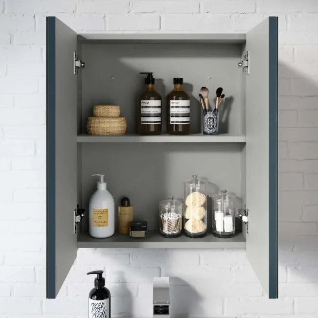 Navy Blue Mirror Cabinet 500mm