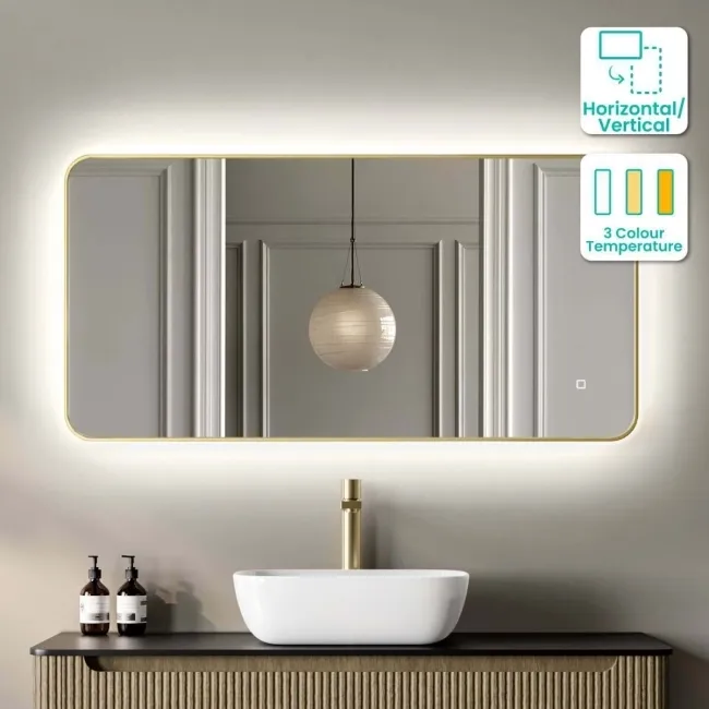 Olivia Brushed Brass Backlit llluminated LED Mirror 600x1200mm