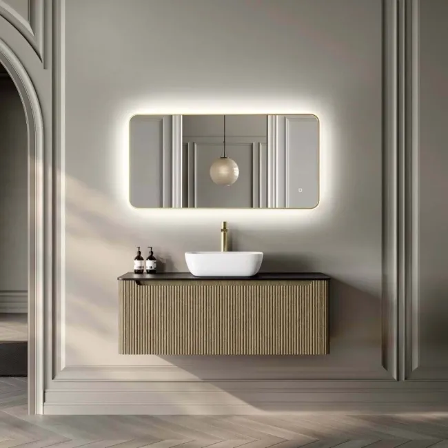 Olivia Brushed Brass Backlit llluminated LED Mirror 600x1200mm