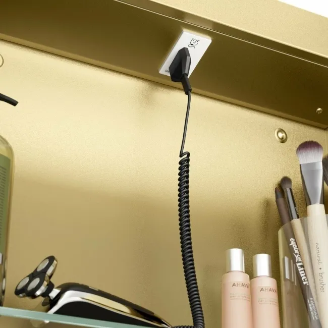 Olivia Matt Brass Illuminated LED Mirror Cabinet 710x1200mm