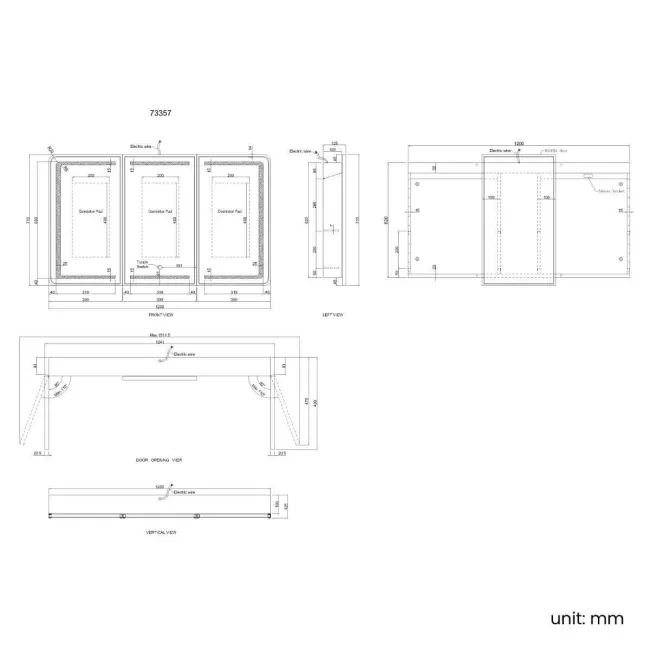 Olivia Matt Brass Illuminated LED Mirror Cabinet 710x1200mm