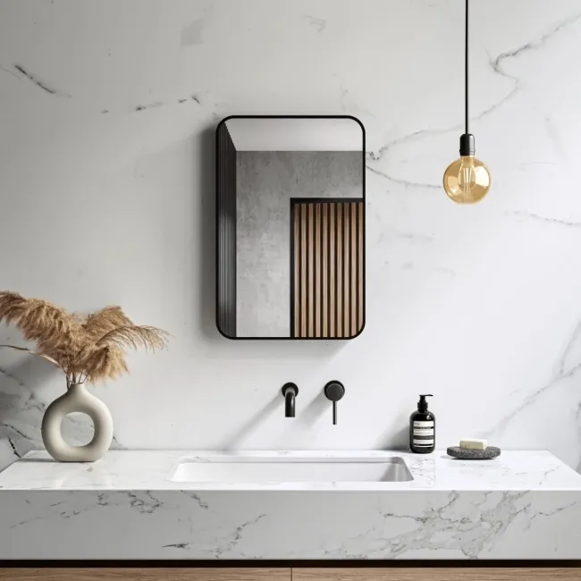 Essence Black Framed Rectangular Bathroom Mirror 600x400mm