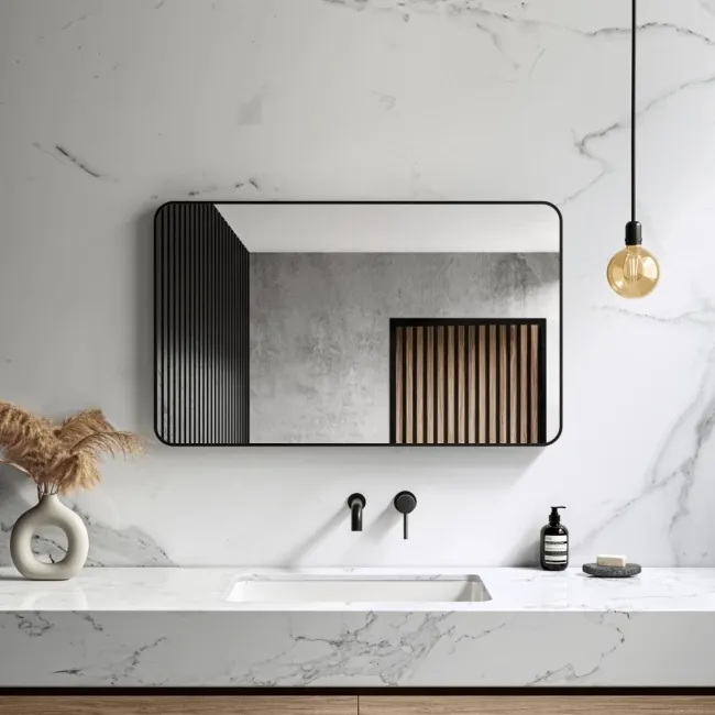 Essence Black Framed Rectangular Bathroom Mirror 600x1000mm