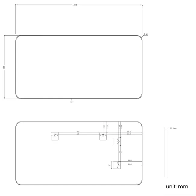 Essence Brushed Brass Rectangular Bathroom Mirror 600x1200mm