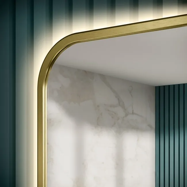 Mila Brushed Brass Backlit llluminated LED Mirror 600x400mm