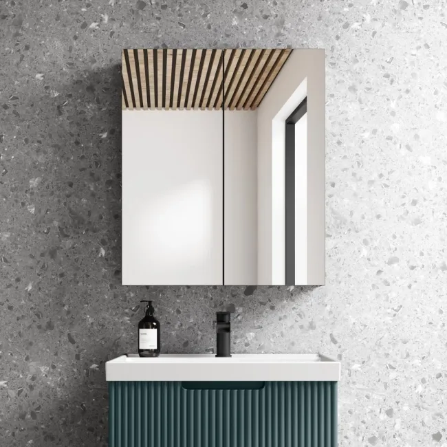 Esme Matt Black Recessed Mirror Cabinet 700x600mm