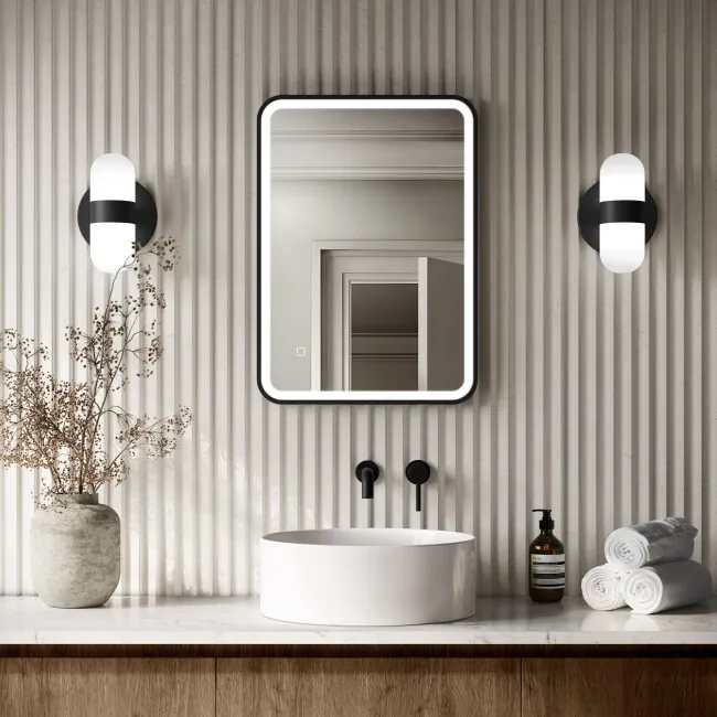 Mila Black Framed Illuminated LED Mirror 700x500mm