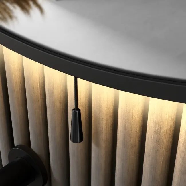 Delilah Battery Operated Black Framed Round Backlit LED Mirror 800mm