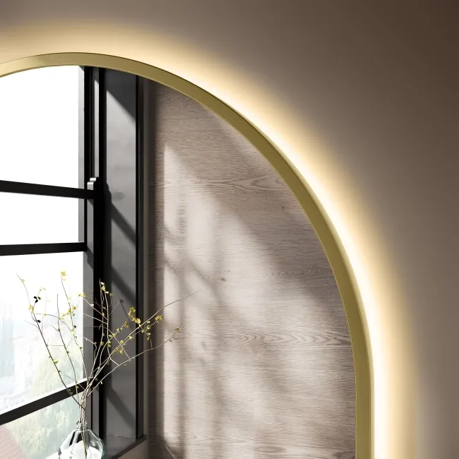 Maya Brushed Brass Arched Backlit Illuminated LED Mirror 750x500mm