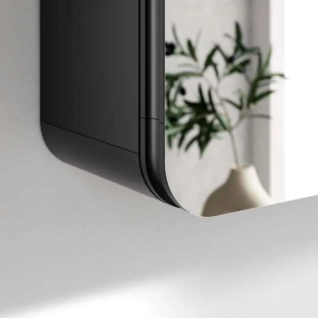 Aurora Matt Black Mirror Cabinet 600x450mm