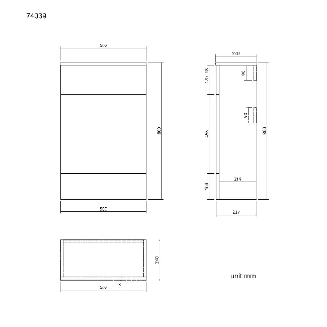 Harper Stone Grey Back To Wall Toilet Unit 500mm