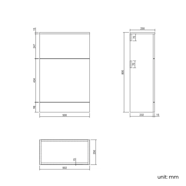 Matt Black Slimline Back To Wall Toilet Unit 500mm