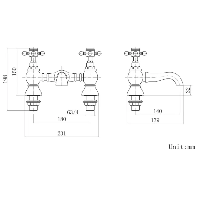 Sherbourne Traditional Chrome Freestanding Bath Mixer Tap