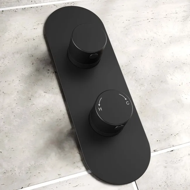 Ballina Premium Matt Black Round Thermostatic Shower Set - 200mm Head