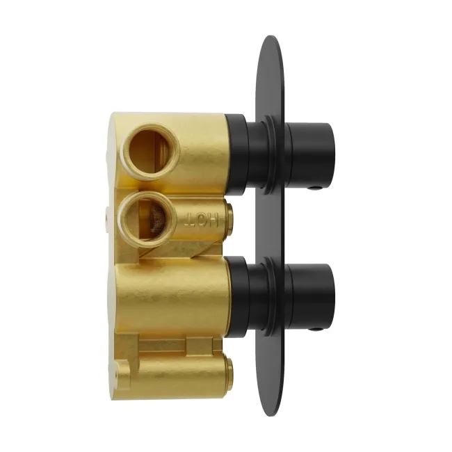 Ballina Premium Ceiling Matt Black Round Thermostatic Shower Set - 300mm Head & Hand Shower