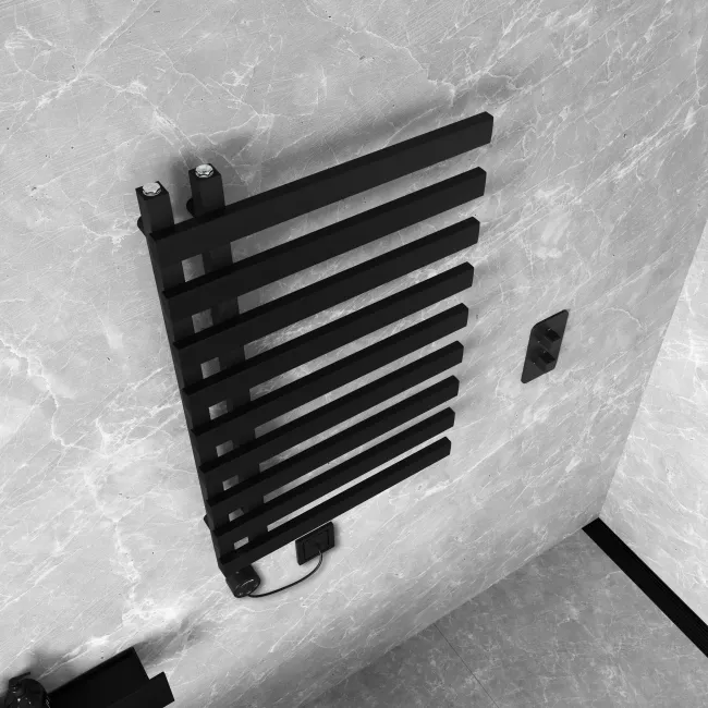Palermo Electric Matt Black Designer Heated Towel Rail 1000x600mm