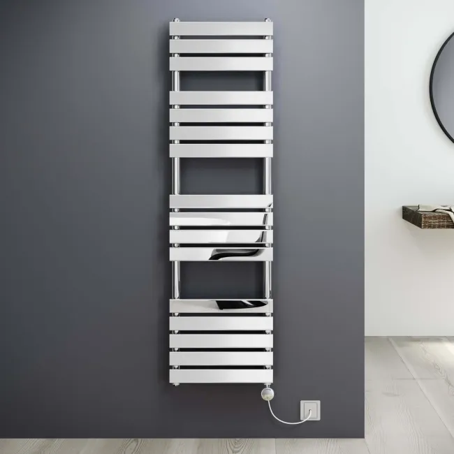 Santorini Electric Chrome Flat Panel Heated Towel Rail 1600x450mm