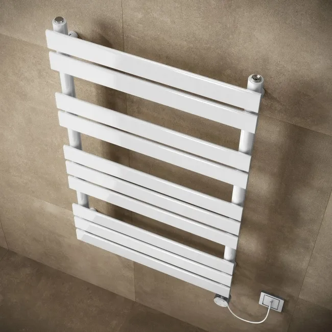 Santorini Electric White Flat Panel Heated Towel Rail 1000x600mm