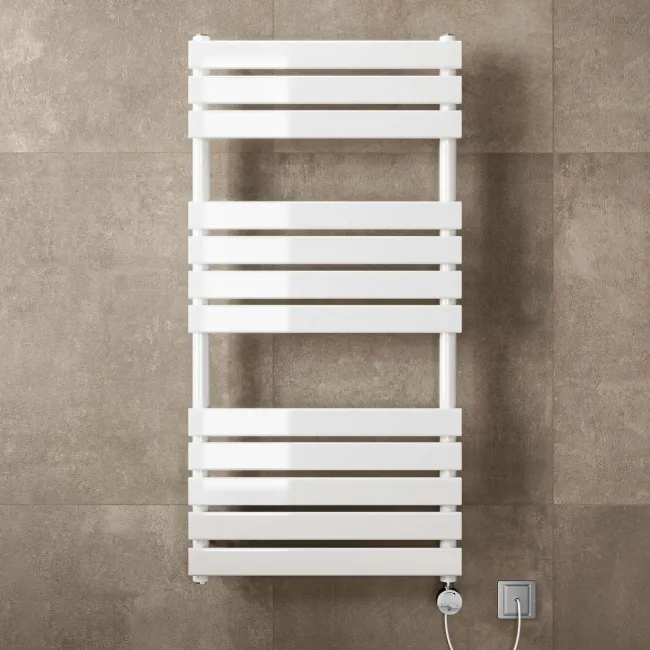 Santorini Electric White Flat Panel Heated Towel Rail 1200x600mm