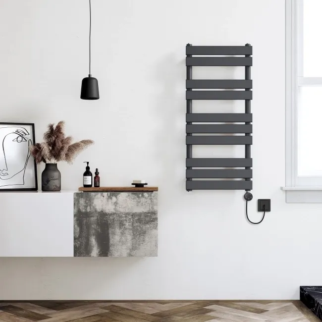 Santorini Electric Anthracite Flat Panel Heated Towel Rail 1000x450mm