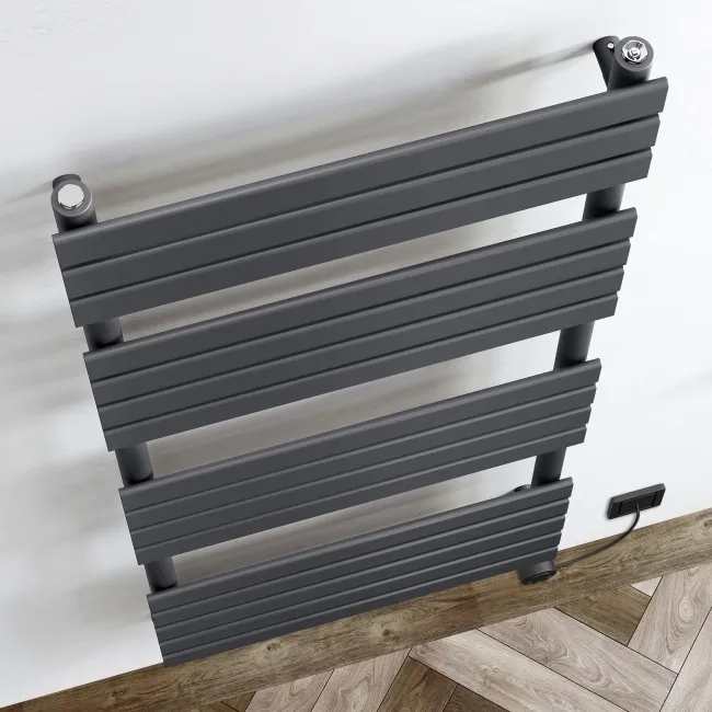 Santorini Electric Anthracite Flat Panel Heated Towel Rail 1600x600mm