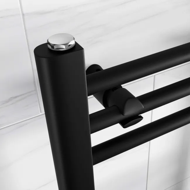 Barcelona Electric Matt Black Straight Heated Towel Rail 800x400mm