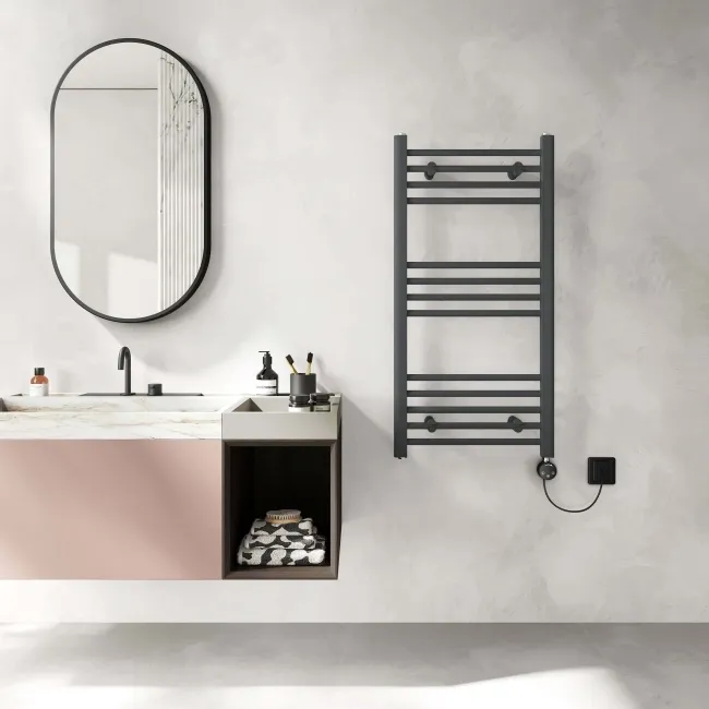 Barcelona Electric Anthracite Straight Heated Towel Rail 1000x500mm