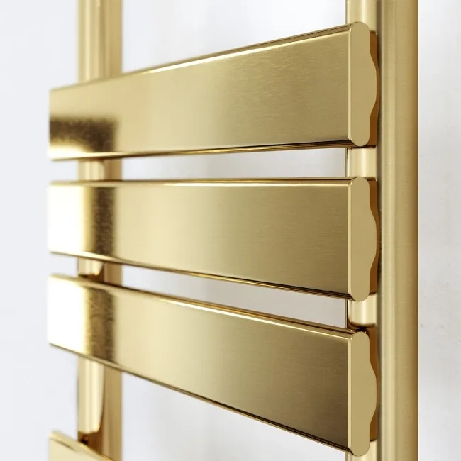 Santorini Electric Brushed Brass Flat Panel Heated Towel Rail 800x450mm