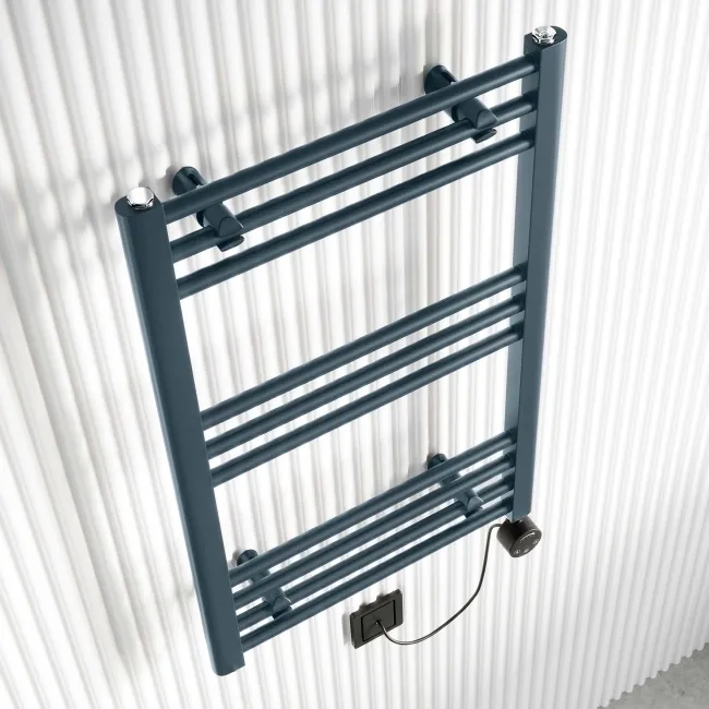 Barcelona Electric Inky Blue Straight Heated Towel Rail 800x500mm