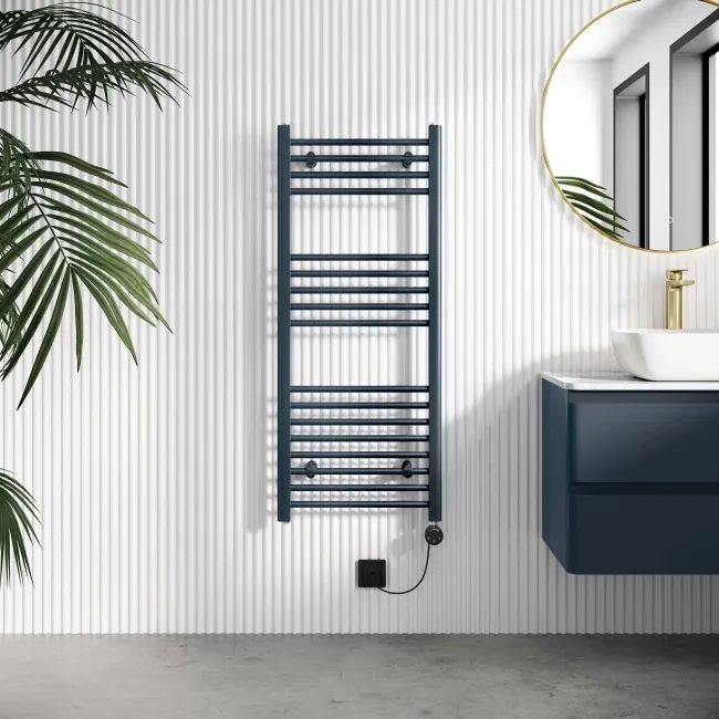 Barcelona Electric Inky Blue Straight Heated Towel Rail 1200x500mm
