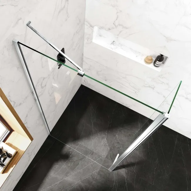 Copenhagen Easy Clean 8mm Wet Room Shower Glass 900mm & 250mm Pivotal Return Panel