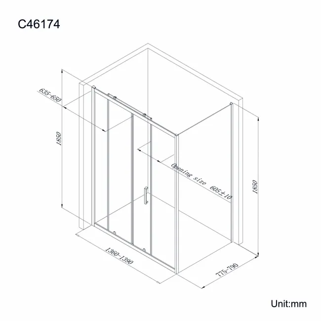 London Matt Black 6mm Sliding Shower Enclosure 1400x800mm