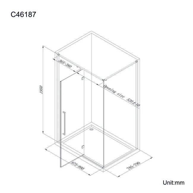 Helsinki Matt Black Premium Easy Clean 8mm Hinged Shower Enclosure 1000x800mm