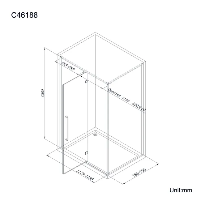 Helsinki Matt Black Premium Easy Clean 8mm Hinged Shower Enclosure 1200x800mm