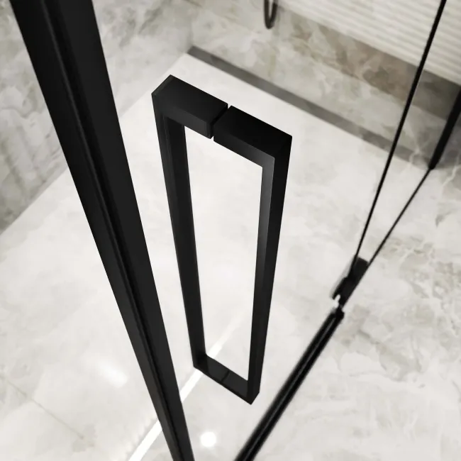 Helsinki Matt Black Premium Easy Clean 8mm Hinged Shower Enclosure 1400x800mm