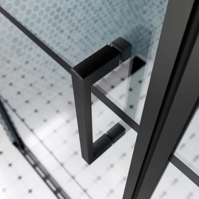 Toulon Matt Black Easy Clean 6mm Pivot Shower Door 1200mm