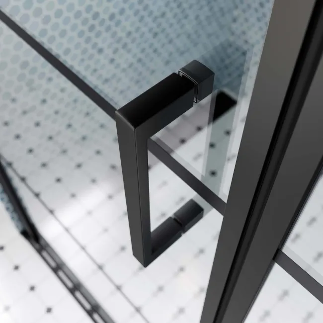Toulon Matt Black Grid Easy Clean 6mm Pivot Shower Enclosure 1200x800mm