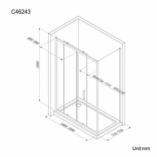 London 6mm Sliding Shower Enclosure 1100x760mm