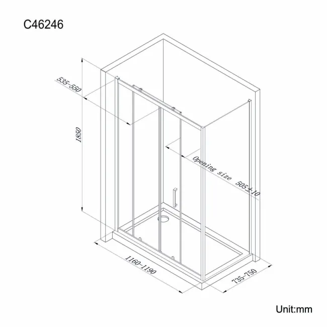 London 6mm Sliding Shower Enclosure 1200x760mm