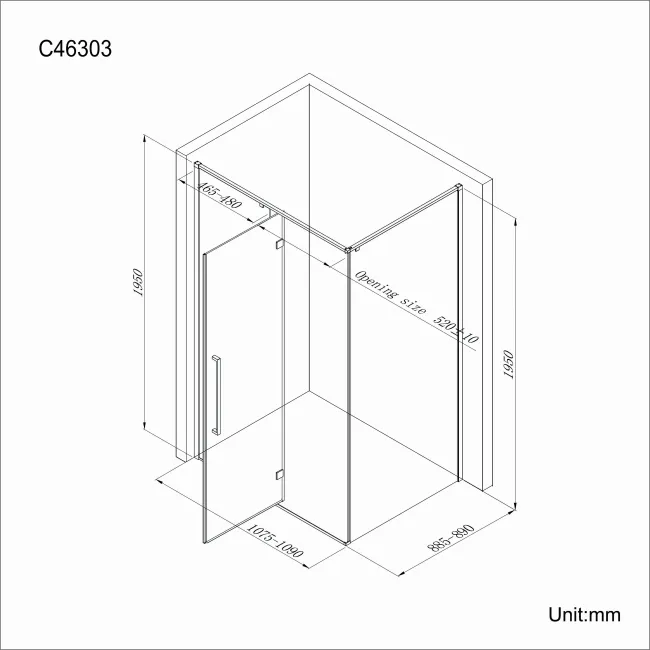 Helsinki Matt Black Premium Easy Clean 8mm Hinged Shower Enclosure 1100x900mm