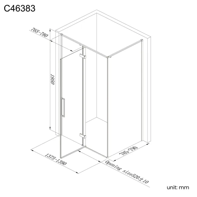 Helsinki Brushed Brass Premium Easy Clean 8mm Hinged Shower Enclosure 1400x800mm