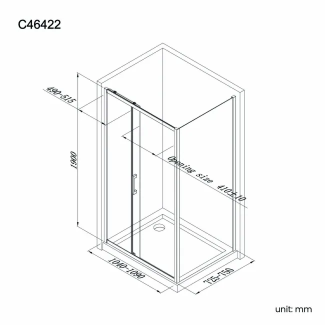 Hamburg Matt Black Easy Clean 8mm Sliding Shower Enclosure 1100x760mm - Easy Fix