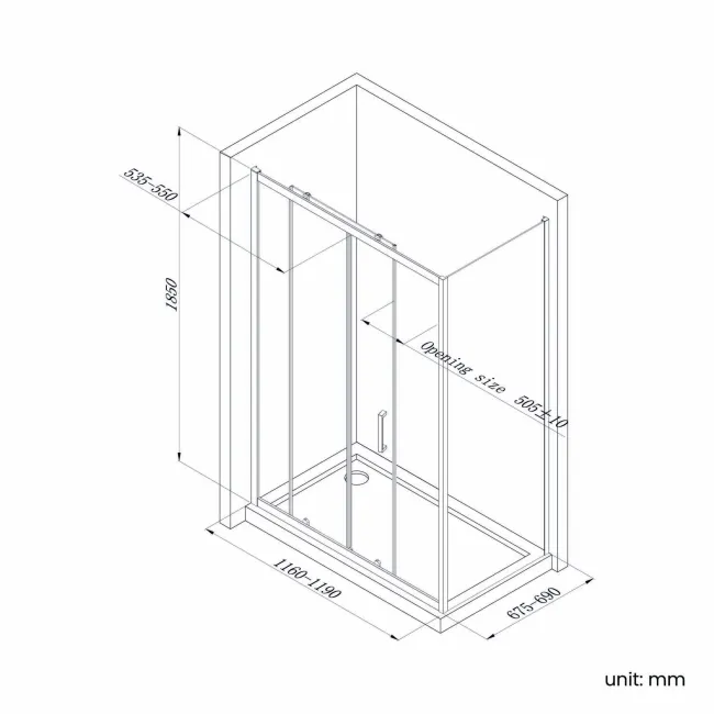 London Brushed Brass 6mm Sliding Shower Enclosure 1200x700mm