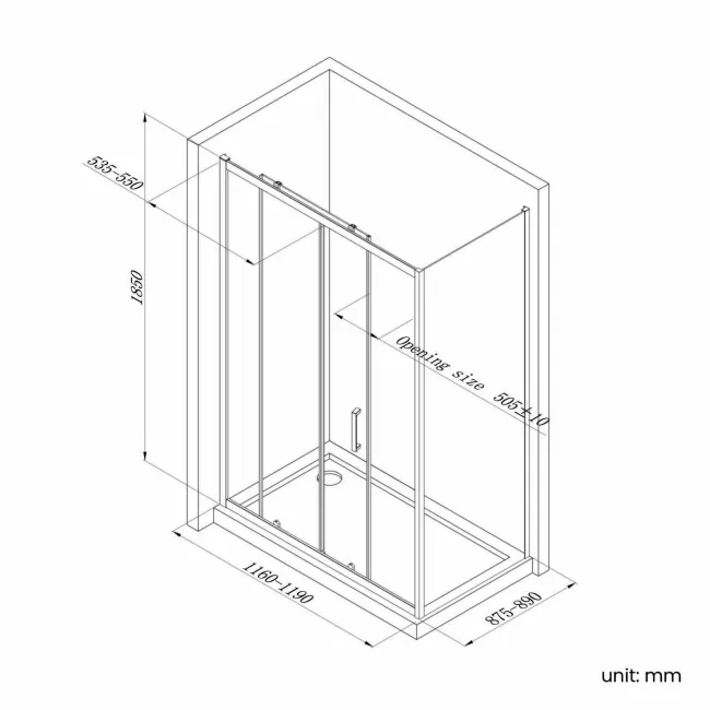 London Brushed Brass 6mm Sliding Shower Enclosure 1200x900mm