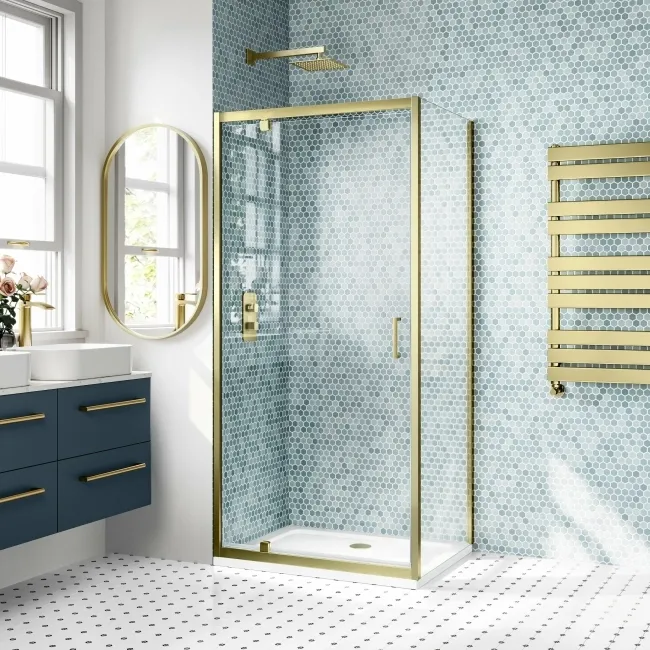 London Brushed Brass 6mm Pivot Shower Enclosure 900x700mm