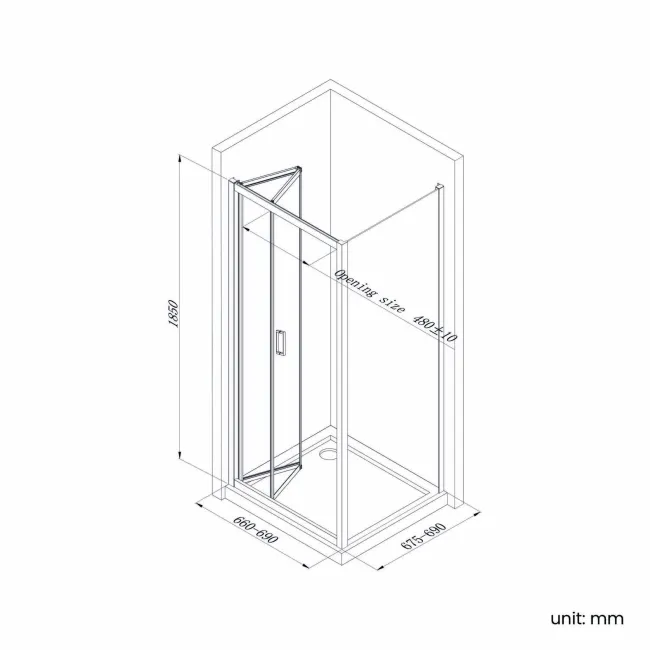 London Brushed Brass 6mm Bifold Shower Enclosure 700x700mm