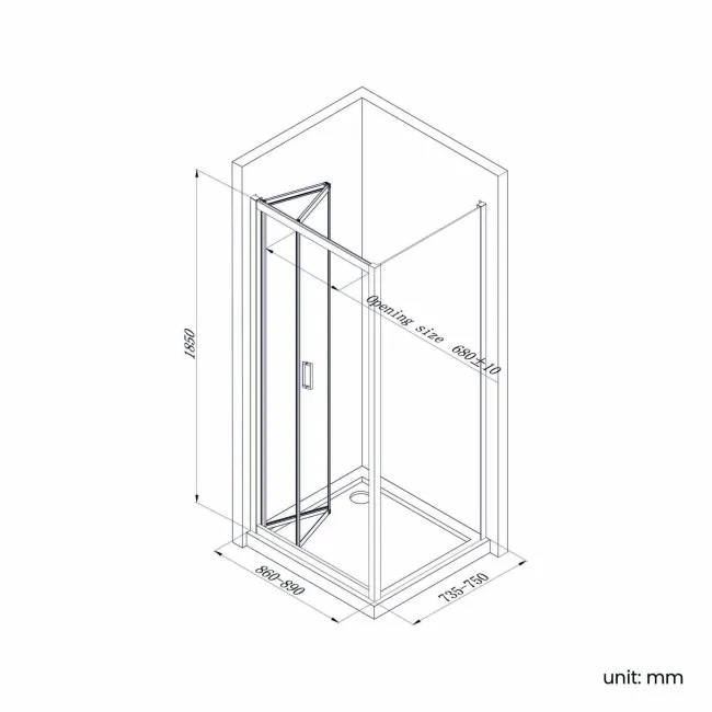 London Brushed Brass 6mm Bifold Shower Enclosure 900x760mm