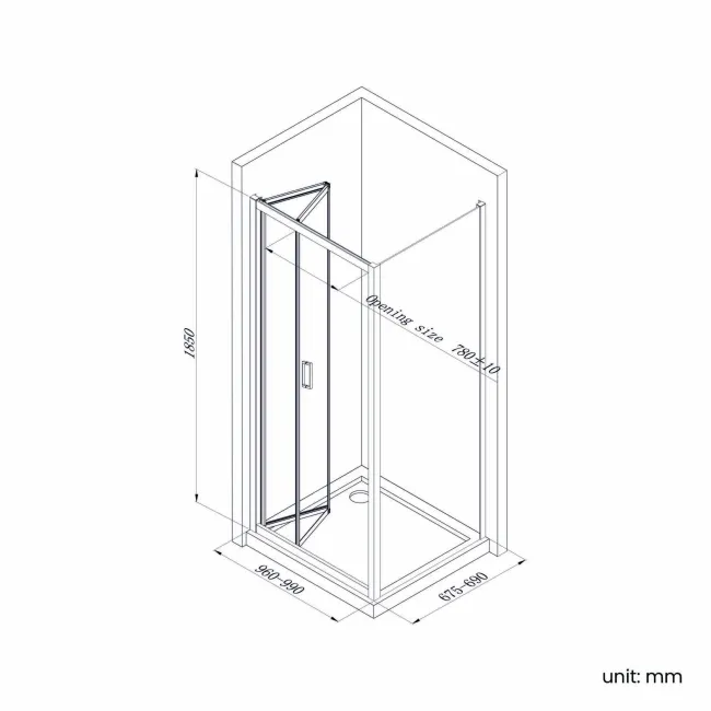 London Brushed Brass 6mm Bifold Shower Enclosure 1000x700mm