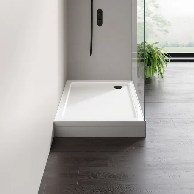 London Rectangular Stone Shower Tray 1200x700mm & Riser Kit