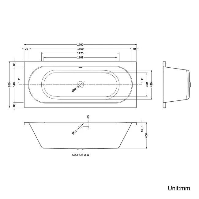 York 1700x700 Round Double Ended Bath